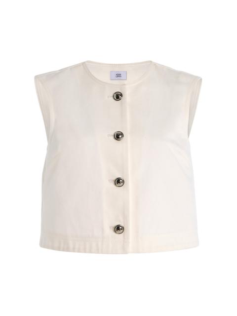 ADAM LIPPES Remo Buttoned Denim Top white