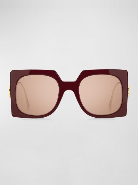 Etro Logo Mixed-Media Square Sunglasses