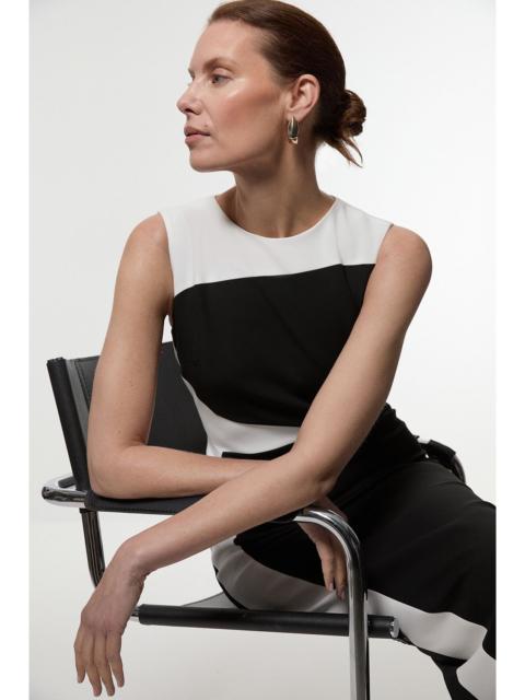 KAREN MILLEN Petite Clean Tailored Colour Block Pencil Midi Dress