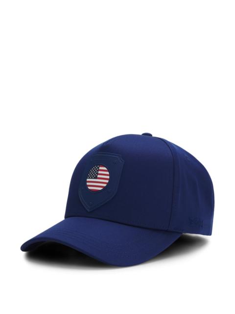 BOSS LOGO CAP IN LUSTROUS TWILL WITH COUNTRY-FLAG BADGE