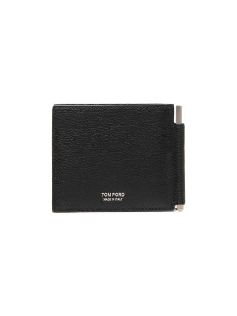 TOM FORD Men's Elongated T-Line Leather Money Clip Wallet - Black
