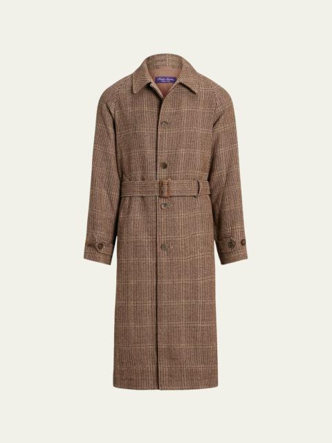 Ralph Lauren Men's Balmacaan Belted Tick-Weave Coat