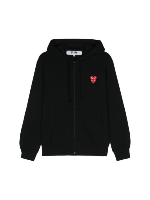 heart-patch zipped hoodie