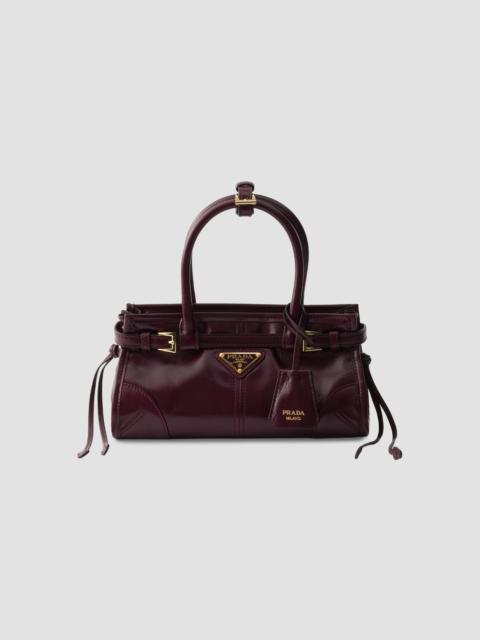 Prada Women's Bonnie Leather Top Handle Bag - Dark Red