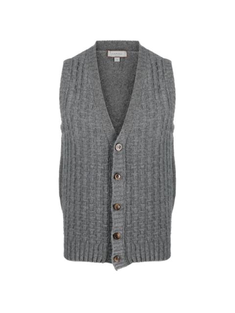 ribbed wool-blend vest
