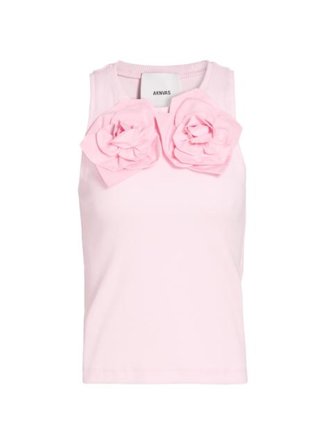 AKNVAS Women's Camille Floral Appliqué Cotton Tank - Pink
