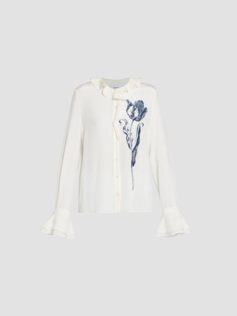 Erdem FLORAL PRINT CREPE DE CHINE LONG SLEEVE SHIRT