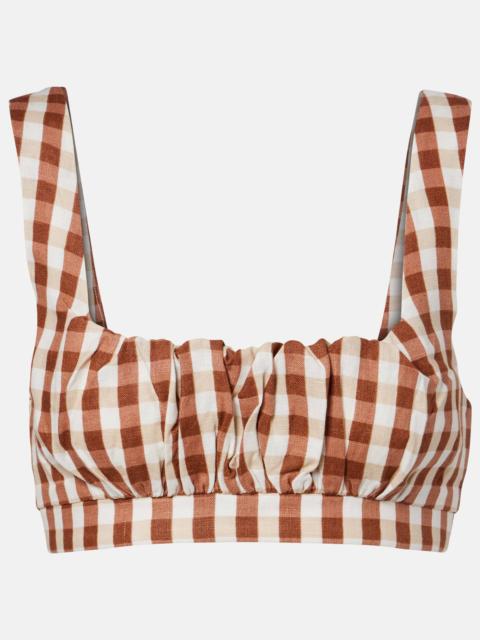FAITHFULL Ida gingham linen crop top