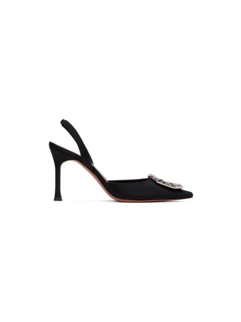 Amina Muaddi Black Camelia Sling Heels