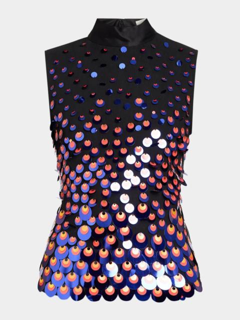 CHRISTOPHER JOHN ROGERS Degrade Embellished Silk Plisse Tank Top