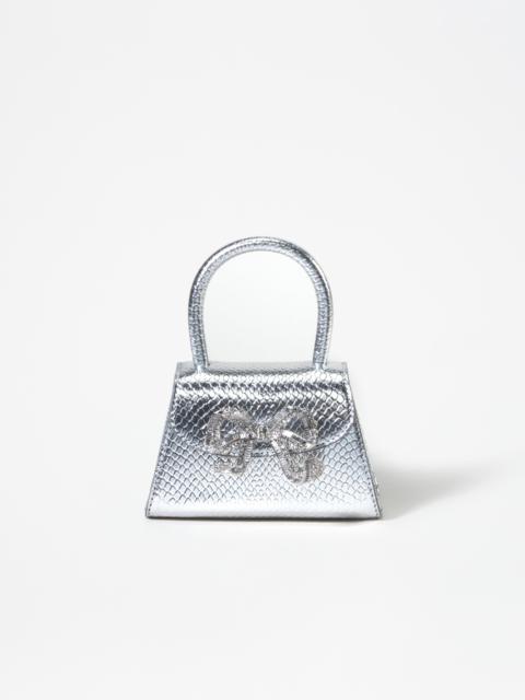 self-portrait Silver Python Diamante Bow Micro Bag