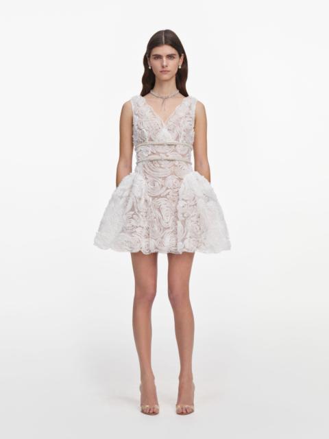 self-portrait White Tulle Lace Mini Dress