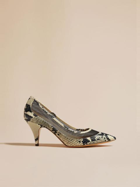 KHAITE The River Mesh Pump in Natural Python-Embossed Leather
