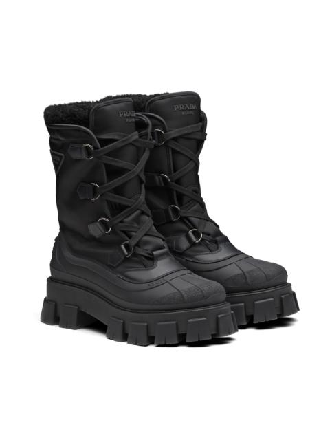 Prada Re-Nylon gabardine shearling-lined hiking boots