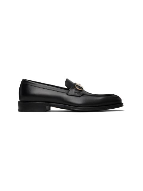 FERRAGAMO Black Gancini Ornament Loafers