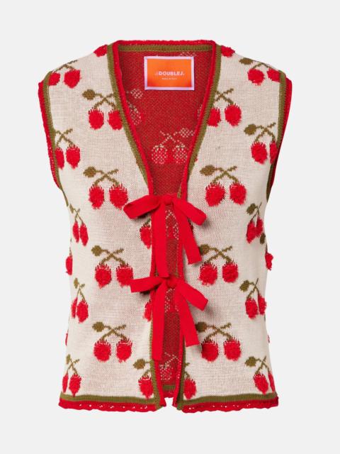 La DoubleJ Cherry cotton-blend intarsia vest