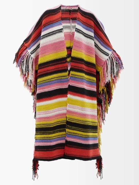 Striped recycled-cashmere blend poncho