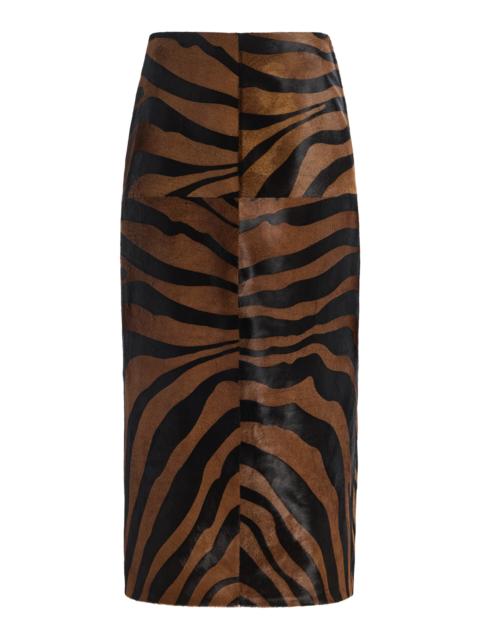SIMKHAI Tobiana Leather Midi Skirt print