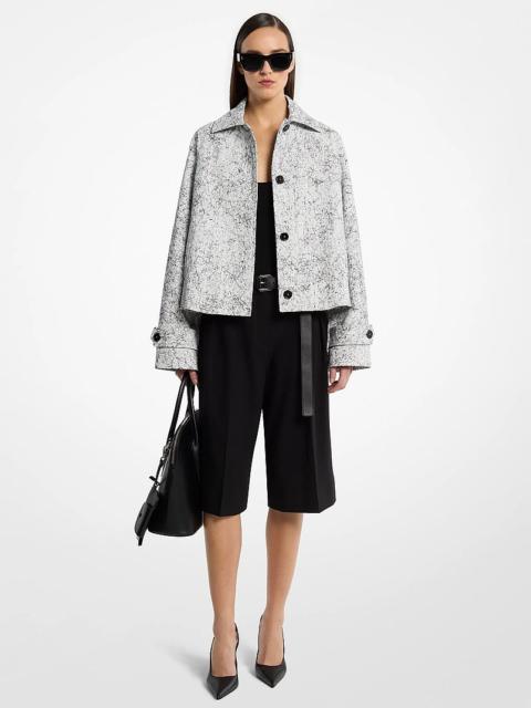 MICHAEL KORS COLLECTION Crackled Denim Cropped Balmacaan