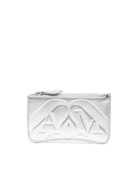 logo-debossed metallic leather wallet