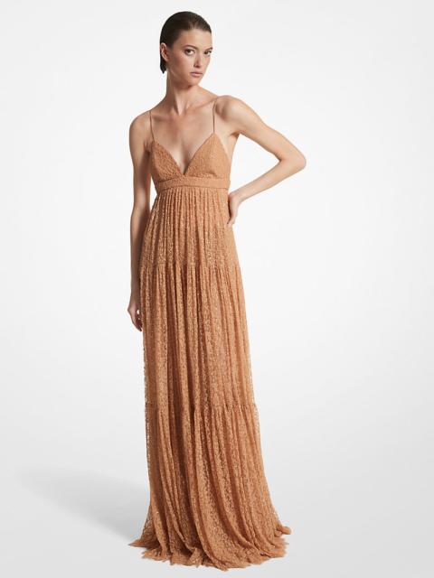MICHAEL KORS COLLECTION Hand-Embroidered Sequin Chantilly Lace Slip Gown