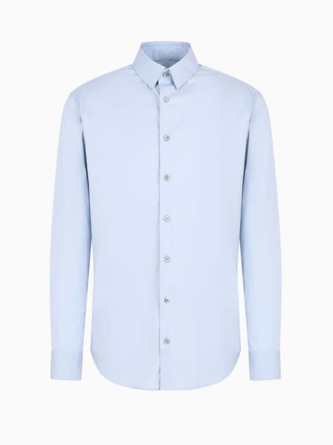 GIORGIO ARMANI Slim-fit shirt in stretch cotton poplin