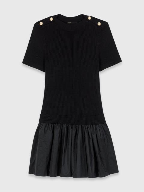 maje Short knit and taffeta dress