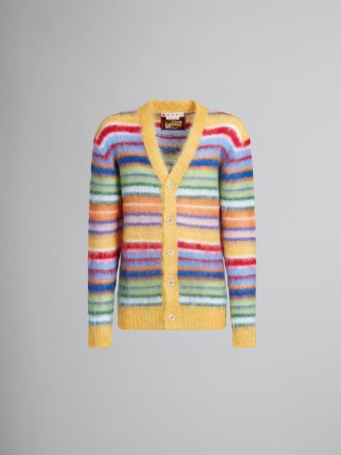 MULTICOLOURED STRIPED MOHAIR CARDIGAN