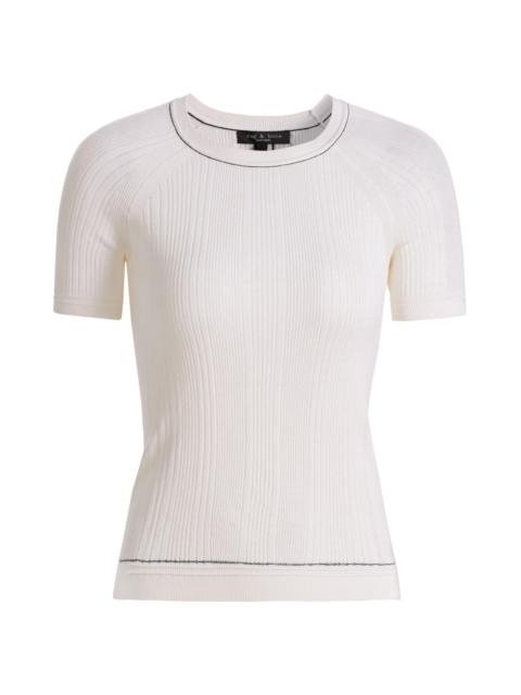 rag & bone Women's Teresa Rib-Knit Short-Sleeve Sweater - Ivory