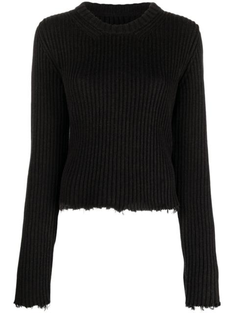 MM6 Maison Margiela ripped-detail ribbed jumper