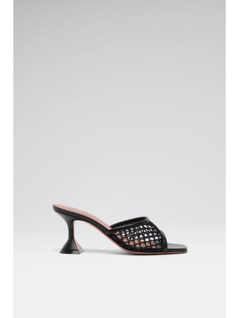 Amina Muaddi LUPITA SLIPPER 70 BLACK NET AND BLACK NAPPA