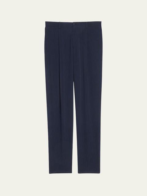 GIORGIO ARMANI Men's Loose-Fit Seersucker Pants