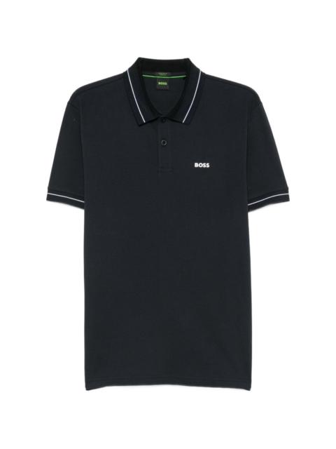 BOSS logo-print tipped polo shirt