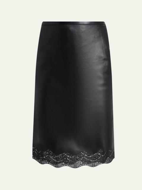 TOM FORD Lace Laser-Cut Leather Skirt