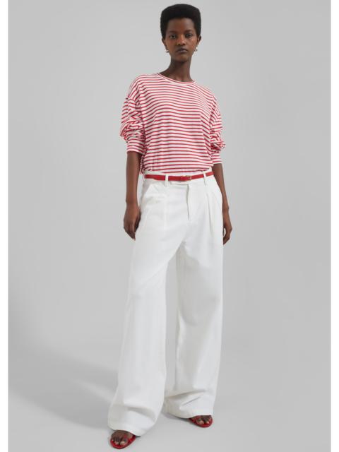 The Frankie Shop Nolan Pleated Denim Trousers - White