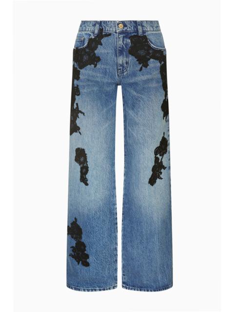LoveShackFancy Bambie Lace Appliqué Jeans