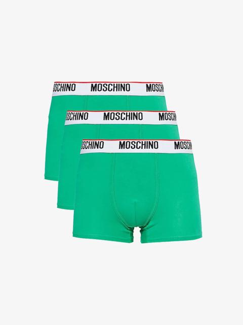 Moschino Branded-waistband mid-rise pack of three stretch-cotton trunks