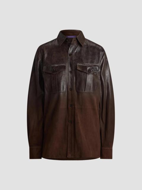 Ralph Lauren Women's Landry Distressed Suede Shirt - Brown