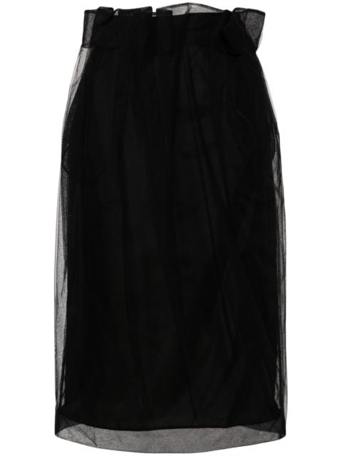 Simone Rocha black draped tulle midi skirt
