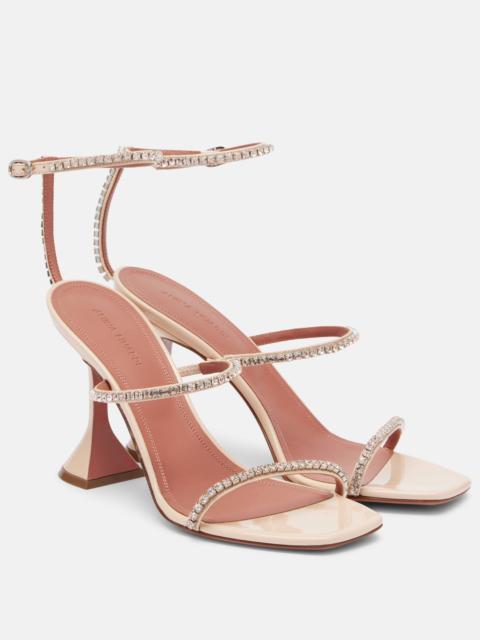 Amina Muaddi Gilda embellished patent leather sandals