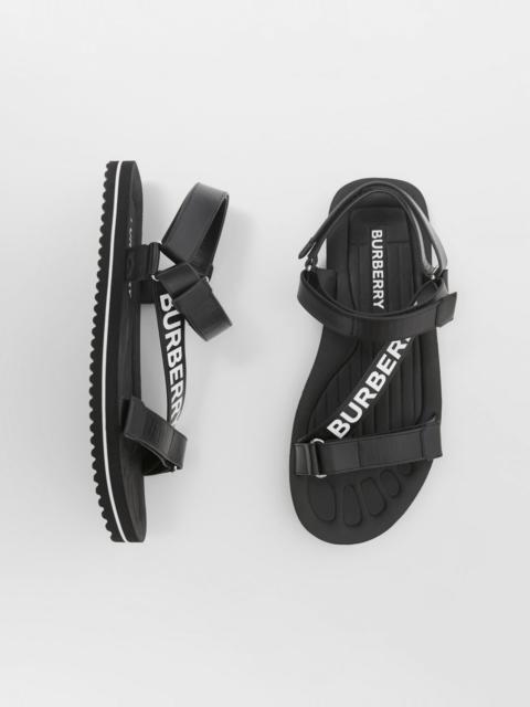 Burberry Logo Print Leather Sandals