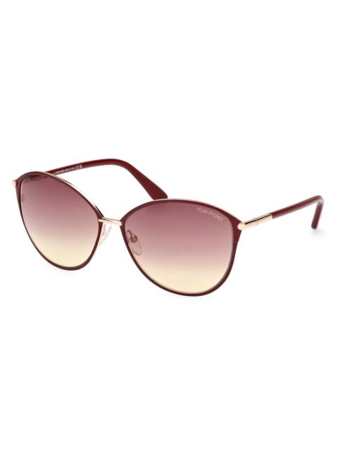 TOM FORD Women's Penelope 59MM Cat-Eye Sunglasses - Rose Gold Burgundy Gradient