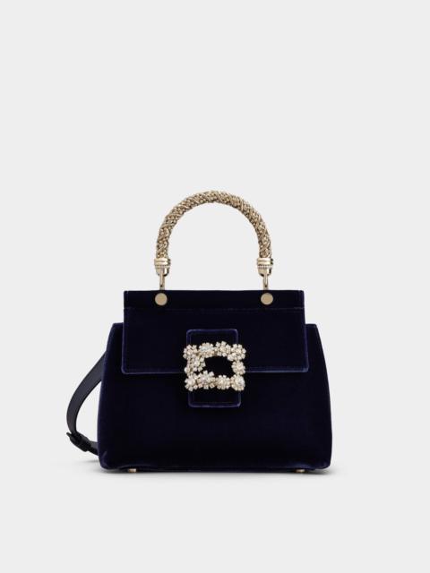 Viv' Cabas Jewel Flower Strass Buckle Mini Bag in Velvet