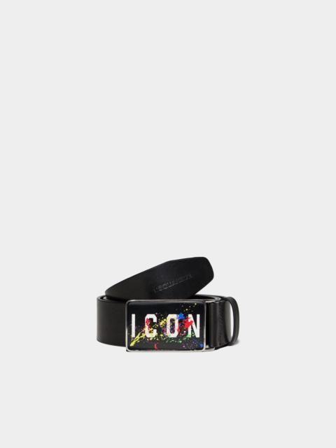 DSQUARED2 ICON SPLASH PLAQUE BELT