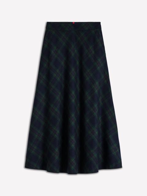 BODEN Hayley Wool Midi Skirt-Navy and Green Tonal Check