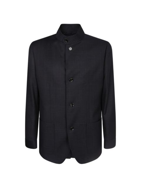 LARDINI check-pattern mandarin-collar jacket
