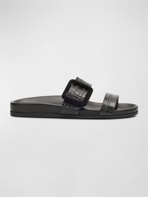 Manolo Blahnik Mayfu Fussbett Croco Slide Sandals