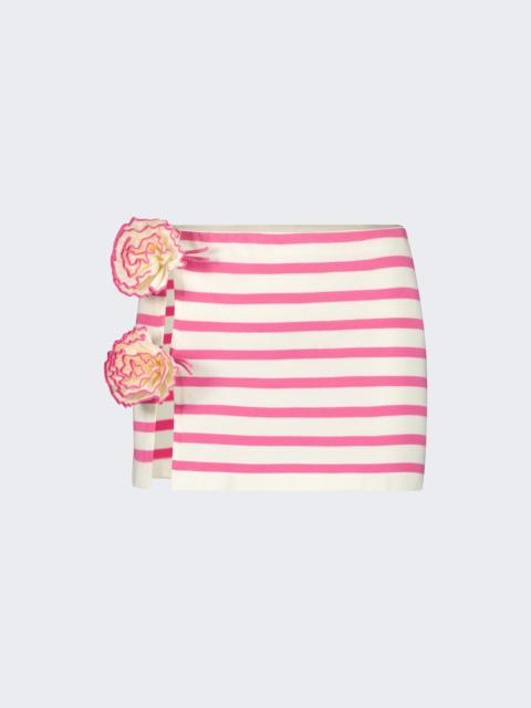 Jean Paul Gaultier Flowers Mariniere Mini Skirt Pink and White