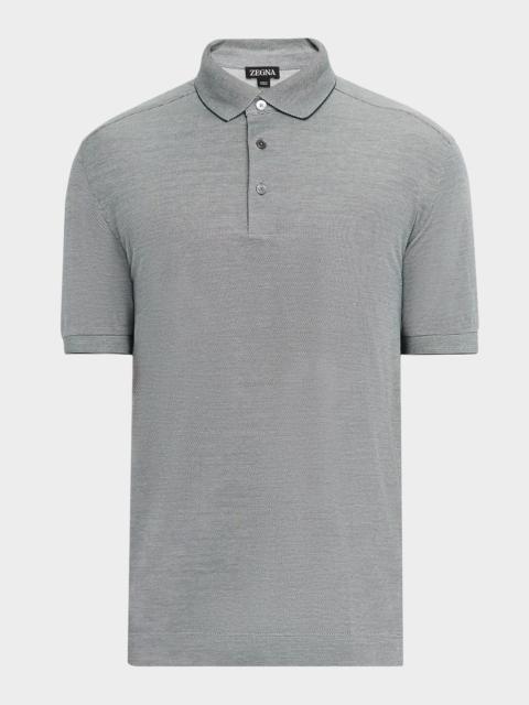 ZEGNA Men's Cotton and Silk Polo Shirt