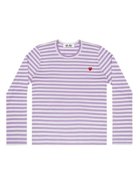 Comme des Garçons PLAY (WMNS) COMME des GARCONS PLAY Striped Mini Logo Long Sleeves Tee 'Purple White' AZ-T217-051-4